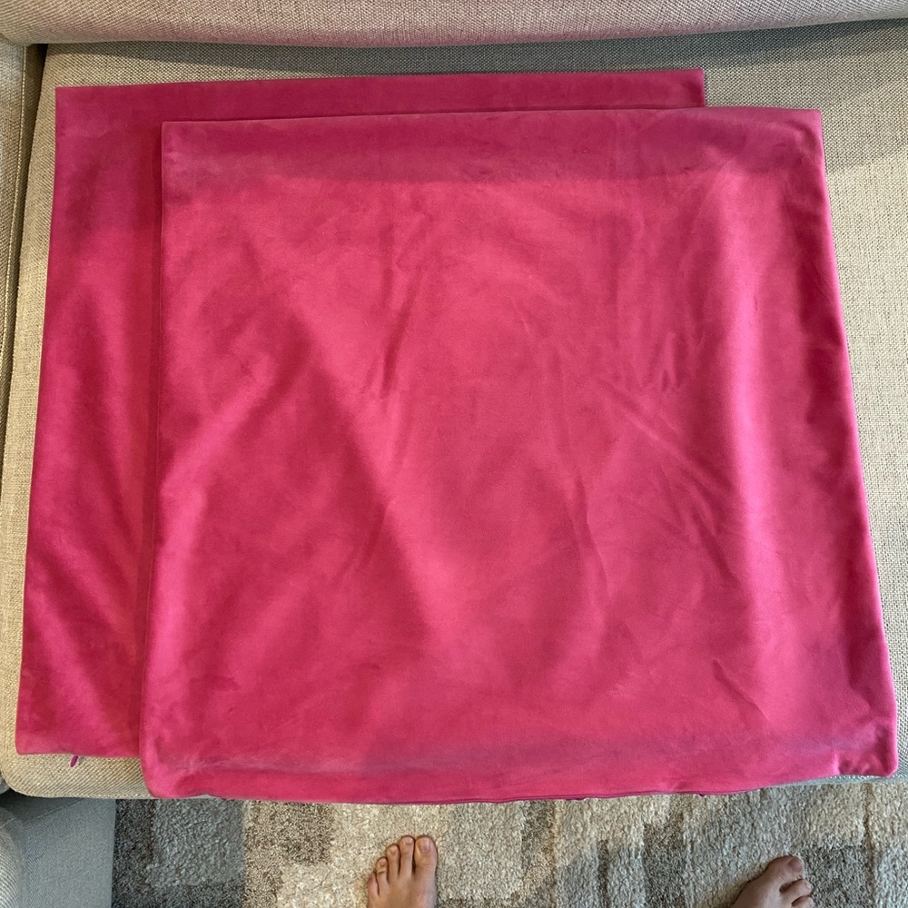 Set of Velvet Hot Pink Pillow Covers